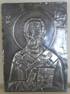St Nicholas Pure Silver 1000 Religious Icon Signed By Artist - Picture 1 of 7