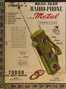 1946 TUDOR WALKIE TALKIE RADIO PHONE HOME BUDGET BANK BROOKLYN 2-pg TOY AD TS42 - Picture 1 of 2