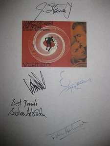 Guión de película firmado por Vertigo X5 James Stewart Alfred Hitchcock Kim Novak reimpresión - Imagen 1 de 1