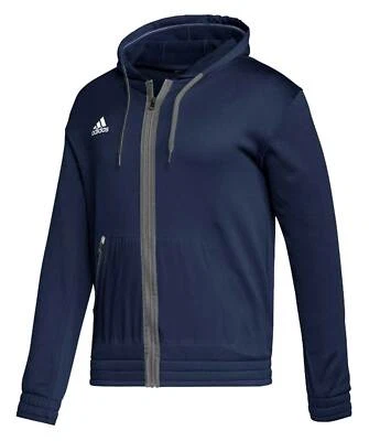Adidas Men's Full Zip Performance Aeroready Hooded Jacket – Navy Blue - Image 1 of 2