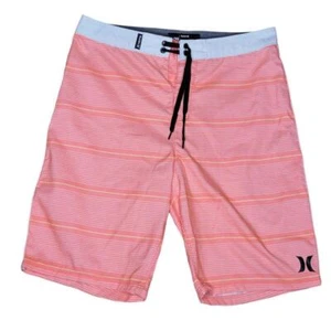Hurley Jungen helle Mango-weiße gestreifte Surfbrettshorts Größe 18/29 - Bild 1 von 4