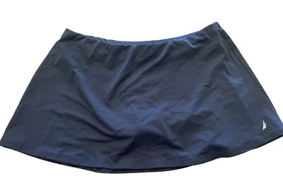 Nautica Swim Skirt Womens 14 Navy Blue Stretch Skort Knit Lined Under Brief - Image 1 of 4