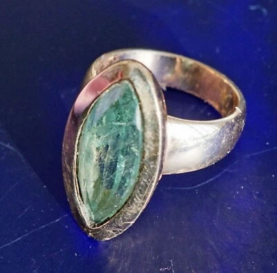 AQUAMARIN Ring Silber rosevergoldet 26 x 13 mm Handarbeit Navette tolle intensiv - Bild 1 von 2