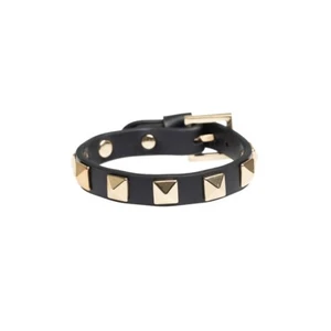 DARK department LEATHER STUD BRACELET BLACK METALLIC RRP £37.99 - Picture 1 of 2