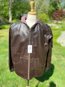 Men's Italian Leather Hoodie Jacket in Chocolate Brown Leather - Picture 1 of 1