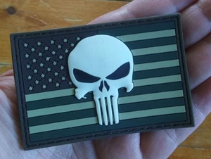 GITD USA American Flag SKULL 3D PVC Hook Backing Glow in the Dark Patch Multicam - Picture 1 of 6