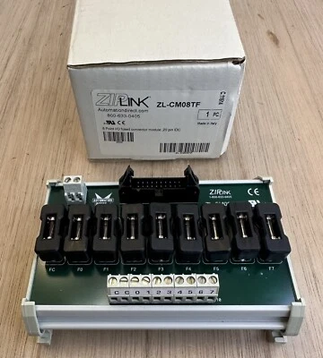 AUTOMATION DIRECT ZIPLINK ZL-CM08TF 8 POINT I/O FUSED CONNECTOR MODULE 20 PIN - Image 1 of 4