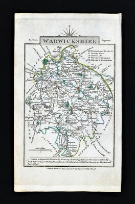 Mapa de ruta John Cary 1814 Warwickshire Stratford en Avon Birmingham Inglaterra Reino Unido Foto 1 de 3