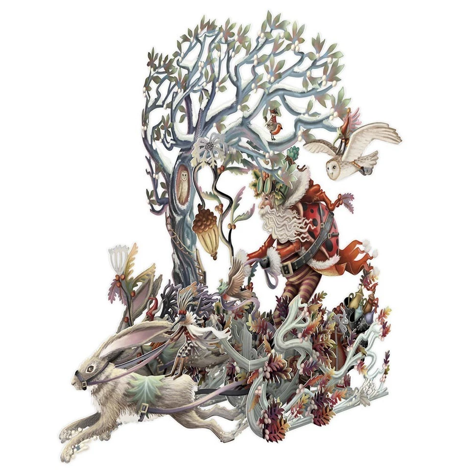 Paper D'Art Pop-Up Christmas Greeting Card - HARE RACING CHRISTMAS -PPDT-X-3D032