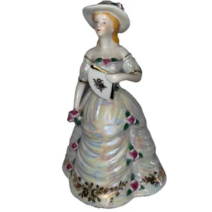 Vnt Koldun Bogle Music Box figurine Victorian Lady Fan Hat Applied Roses dress - Picture 1 of 9