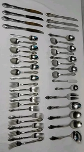 VTG SSS ONEIDA 43 pcs BOURBON Stainless Flatware Service for 6 + Hostess Set MCM - Picture 1 of 9