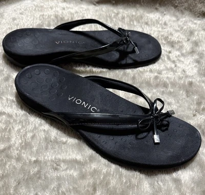 Sandalias chanclas Vionic Bella II negras ortopédicas con pajarita para mujer talla 9,5 Foto 1 de 4