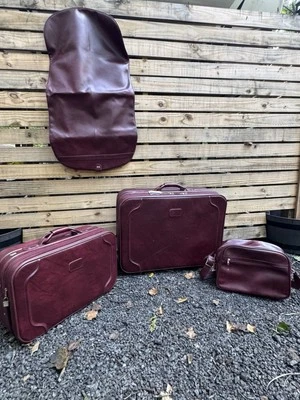 Vintage American Tourister Burgundy Soft Leather Luggage Set – 4-Piece - Image 1 of 4