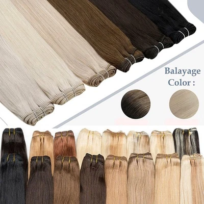 100g Echthaar Tressen Weft Hair Extensions Haarverlängerung Weave Remy Haar 15A - Bild 1 von 4