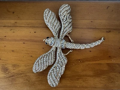 Enorme broche prendedor CINER ojos negros libélula estrás Foto 1 de 4