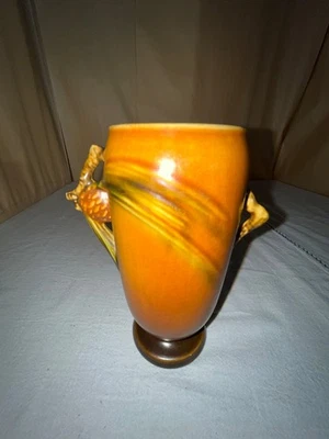 Roseville Keramik braune Tannenzapfen Vase - 30er Jahre 748 - 6 Art Deco - rustikal - Bild 1 von 4