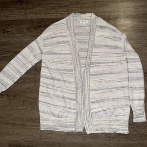 Haven Well Within Cardigan White Gray Organic Cotton Blend Open Front XS - Picture 1 of 5