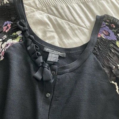 Betsey Johnson New York Vintage Y2K Sz M Silk Floral Top Whimsigoth Boho Fairy - Image 1 of 4