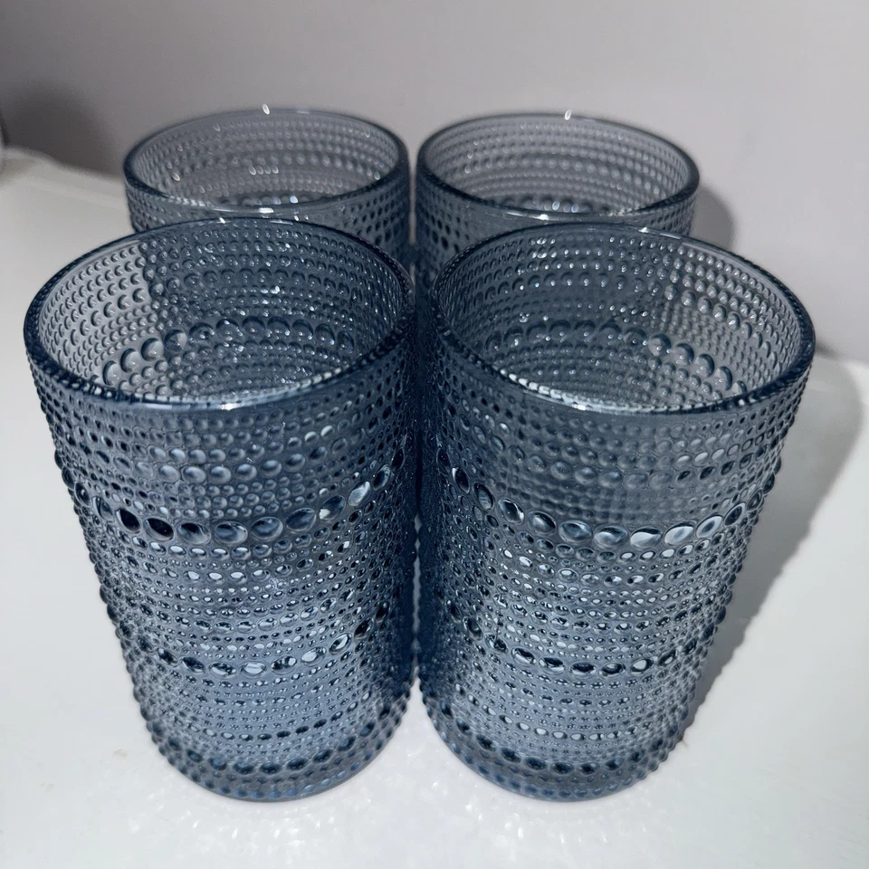 Juego de 4 vasos con textura de guijarros Fortessa Jupiter 13 OZ azul aciano Foto 1 de 4