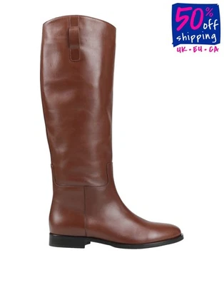 PVP €367 FIN DE SEMANA MAX MARA Botas de Cuero US9 UK6 EU39 Marrón Planas Hechas en Italia Foto 1 de 4