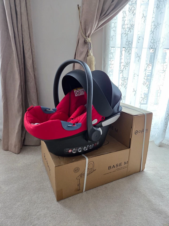 Cybex Aton M GOLD i-Size Babyschale Basis M Kind AUSSTELLUNGSSTÜCK Priam Platinum - Bild 1 von 4