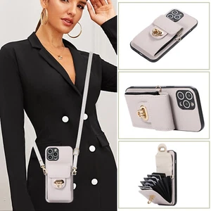 For Various Phone Case Crossbody +Strap Leather Wallet Card Bag Holder Hot Cover - Picture 1 of 8