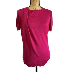 Gucci Fuchsia Short Sleeve Wool/Cashmere/Silk Blend Crew Neck Sweater Sz XL - Picture 1 of 11