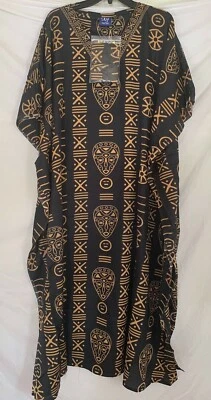 Vestido Caftán Caftán Playa Cubierta Boho Vestido Hippie Mujeres Africano con Pieza para la Cabeza Foto 1 de 3