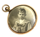 Antique Gold Necklace Pendant 9 Karat Gold Bezel W. Photo Boy 35Mm Weight 4.4Gr.