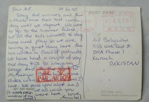 2005 CHINA TO PAKISTAN POSTALY USED METER MARK POSTCARD - Picture 1 of 2
