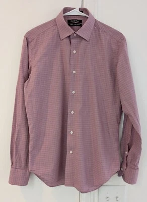 Camisa de vestir Saks Fifth Avenue ajustada roja clara texturizada 15,5 34/35 100 % algodón Foto 1 de 4