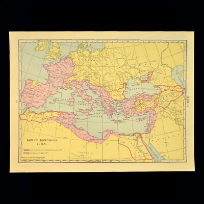 Antiguo IMPERIO ROMANO Mapa de Europa Arte de Pared Antigua Roma 44 A.C. Original De Colección Foto 1 de 4