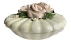 Elaine Levin Pink Rose Candy Dish White Crackle Finish (Hard To Find)