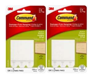 Command Medium Picture Hanging Strips, 3 Pairs of Strips Per Pack 2 Pack - Picture 1 of 2