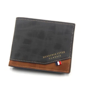 Fashion Men's Wallet Money Bag Solid Color Leather Business Short Wallet Famous - Imagen 1 de 7