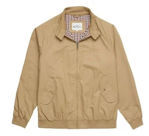Mens Ben Sherman Classic Cotton Blend Harrington Bomber Jacket 59148 - Sand - Picture 1 of 2