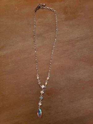 Collar Gargantilla Givenchy Aurora Boreal Estrás Cristal Lariat Tono Plata Foto 1 de 4