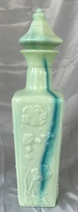 1972 Jim Beam Empty Liquor Bottle Decanter Pagoda Slag Green Jadite Milk Glass - Picture 1 of 9