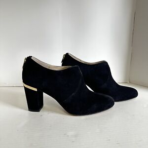 Adrienne Vittadini Kantrelle Size 9.5M Black Suede Heeled Ankle Booties