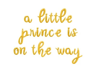 A LITTLE PRINCE IS ON THE WAY Cursive Letter Balloon Banner - Baby Shower Decor - Image 1 of 4