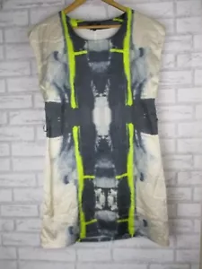 Gabriella Frattini Womens shift Dress Sz 8 Grey, yellow swell print - Picture 1 of 9