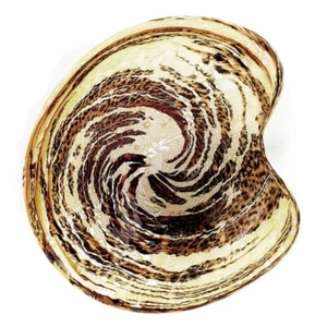 Murano Small Cased Glass Bowl Swirl w/Silver Flecks Free Form Stretched MCM VTG - Picture 1 of 7