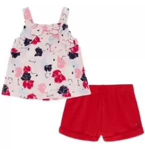 Tommy Hilfiger Little Girls Bow Front Top Terry Shorts 2 Piece Set Size 6 NWT - Picture 1 of 3