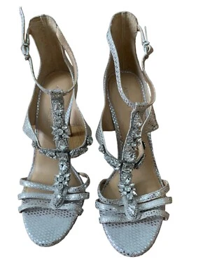 ANTONIO MELANI Silver Rhinestone High Heel Strappy Wedding Sz 9M pump stiletto - Image 1 of 4