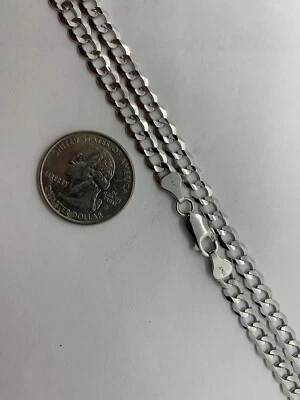 10K 纯白金 5.5 毫米古巴/Cur 链式项链男式女式 18-30 码  — 第 1/2 张图片