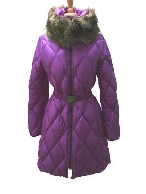 Coach Legacy Puffer Coat, Long Down Women's Jacket, Fur Collar, Orchid, 84044 - Image 1 of 4