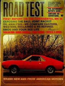 Road Test Magazine March 1968 AMC AMX Dodge Charger Ford Torino Toyota - Picture 1 of 2