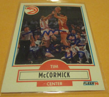 TIM MCCORMICK 1990-91 FLEER UPDATE NBA SIGNED CARD #U-2 ATLANTA HAWKS MICHIGAN