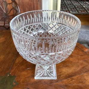 Brilliant Large Footed Lead Crystal Punchbowl/Centerpiece Cut In Irish Style - Picture 1 of 4
