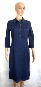 Blue Denim Midi Shirt Dress Fitted 3/4 Sleeve To The Max! Juniors Size 11 New - Picture 1 of 12